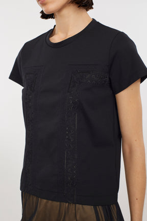 Framed embroidered jersey tops (Black)