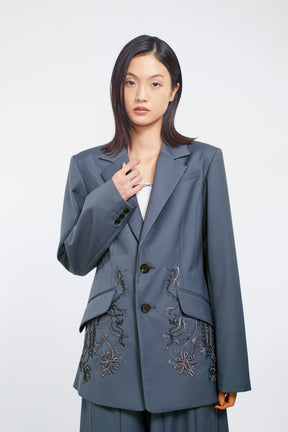 Surfacing embroidered jacket (Blue)