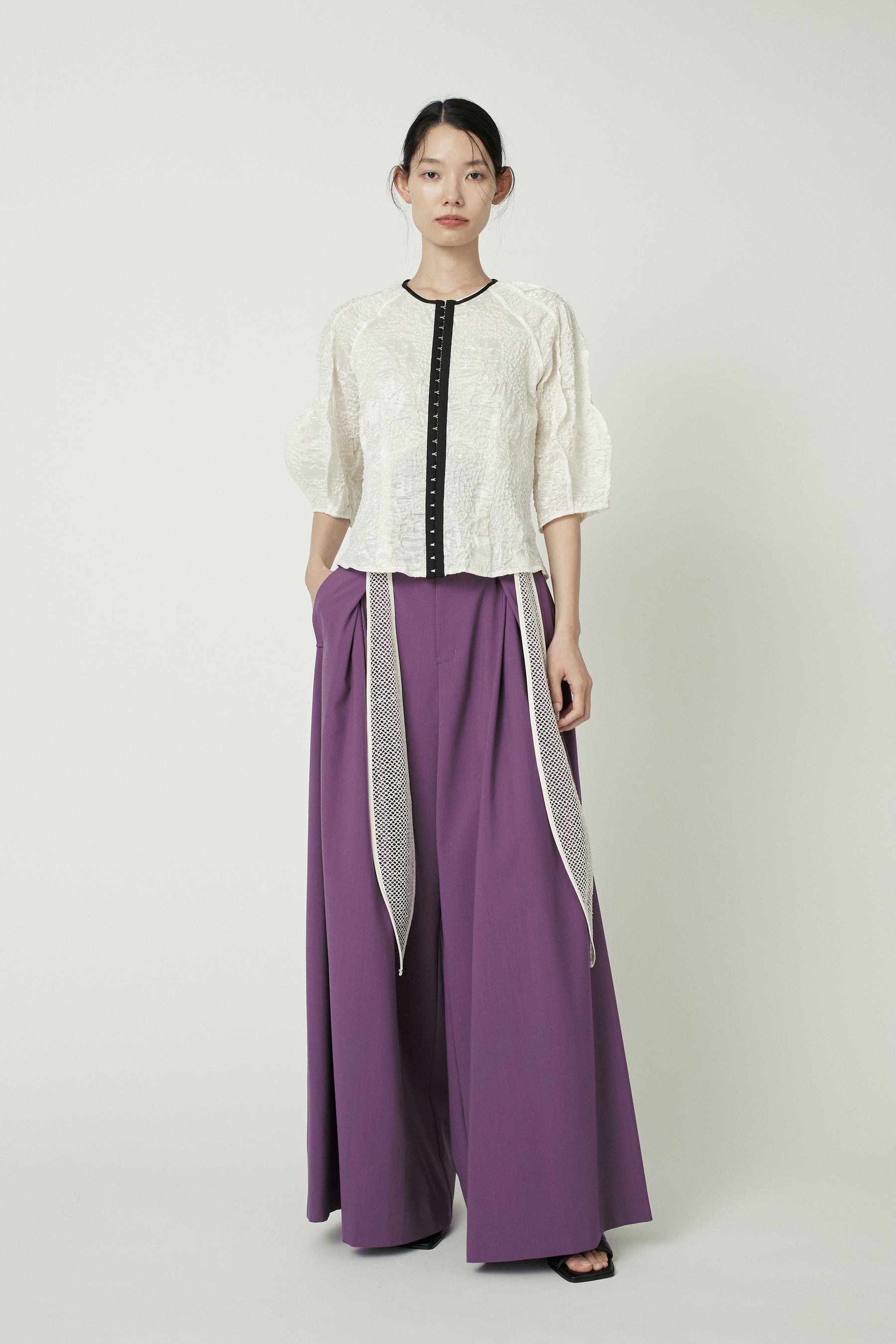 Contrast wide slacks (Purple)