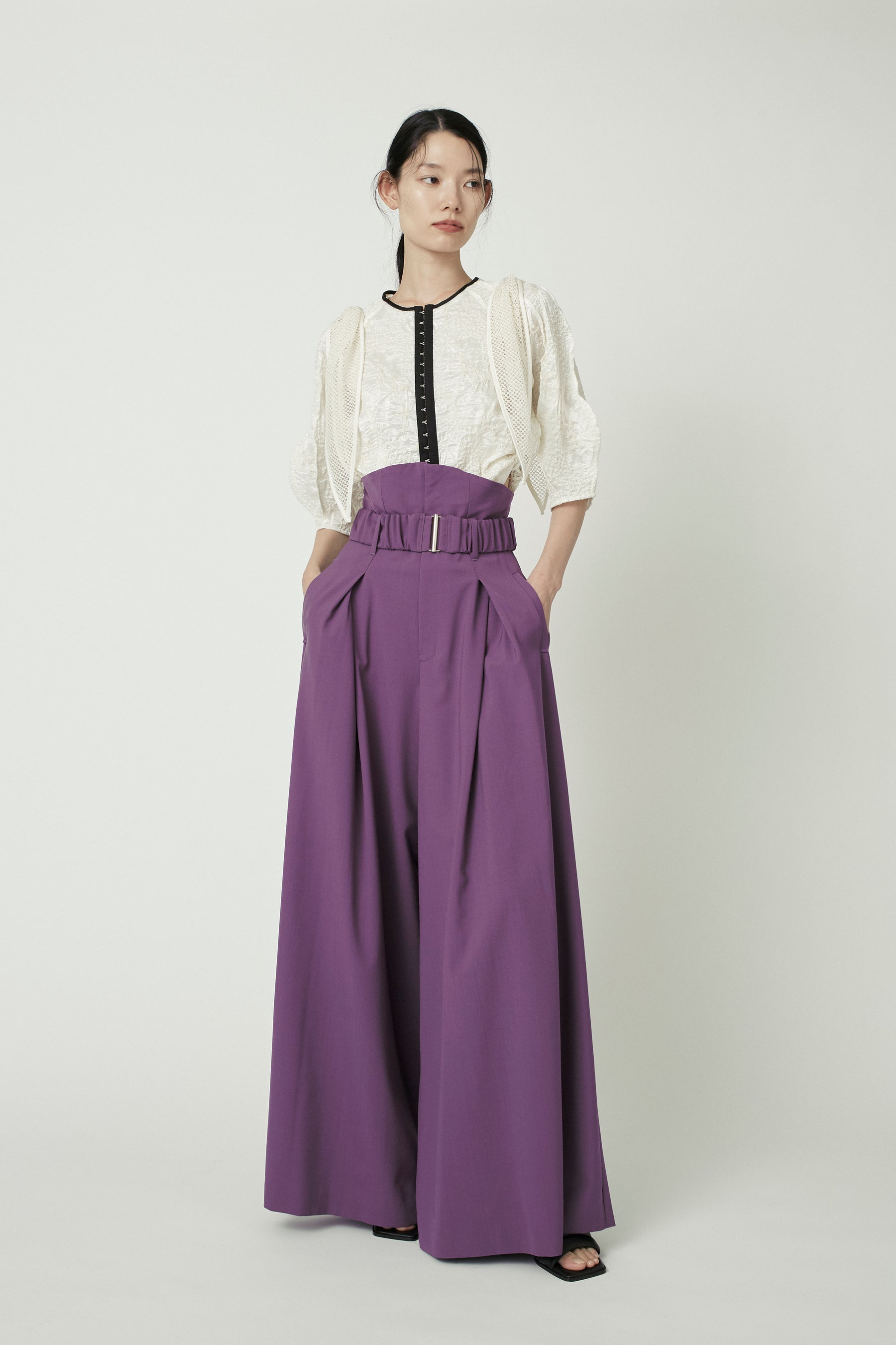 Contrast wide slacks (Purple)