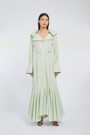 Droplet flower embroidered shirt dress (Light green)
