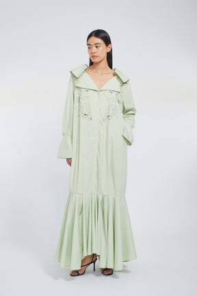 Droplet flower embroidered shirt dress (Light green)