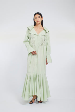 Droplet flower embroidered shirt dress (Light green)