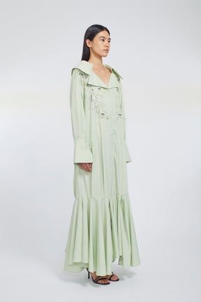 Droplet flower embroidered shirt dress (Light green)