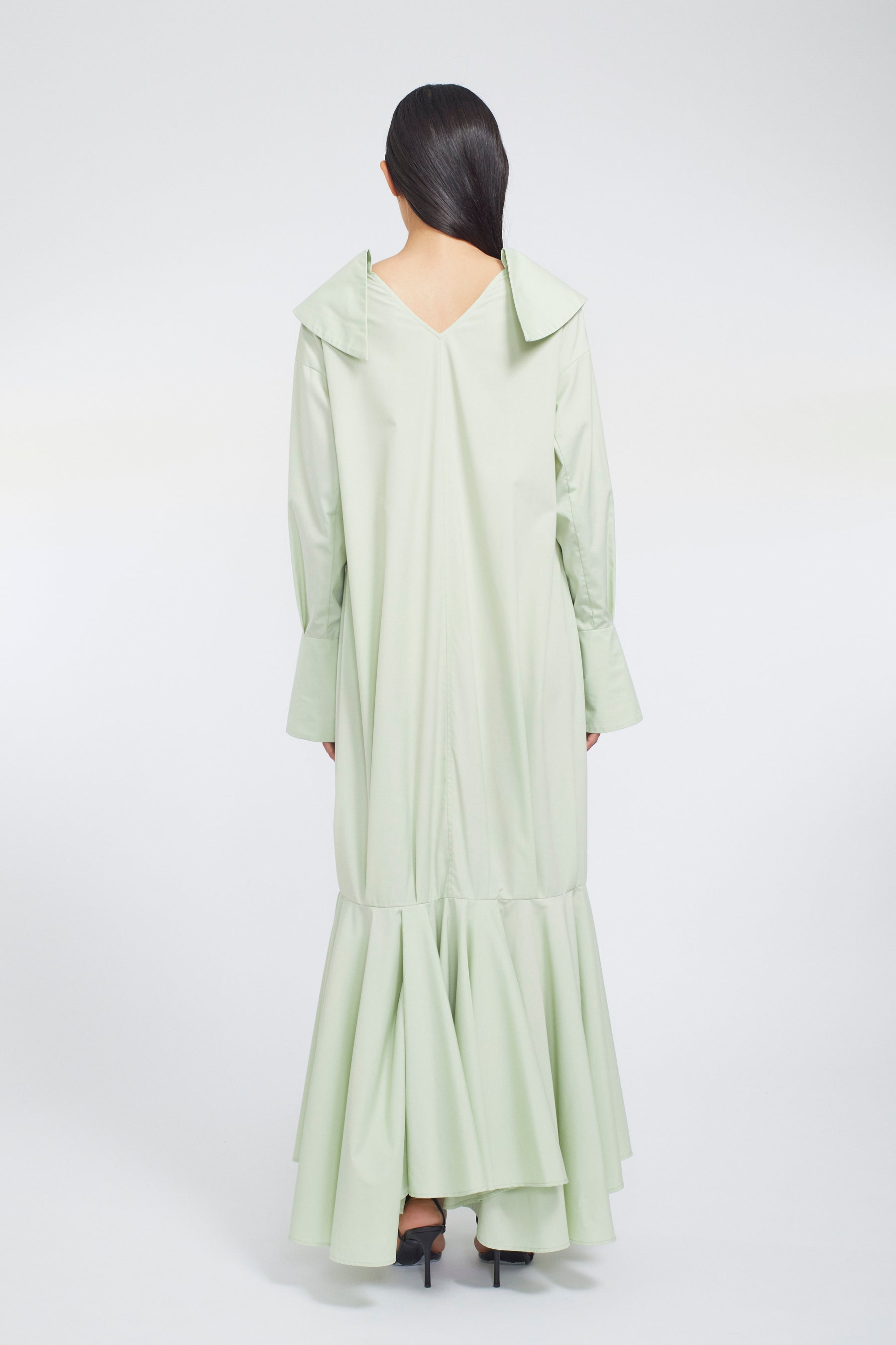 Droplet flower embroidered shirt dress (Light green)