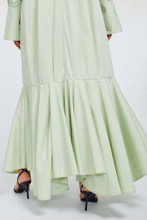 Droplet flower embroidered shirt dress (Light green)