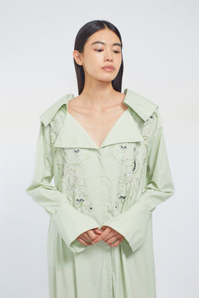 Droplet flower embroidered shirt dress (Light green)