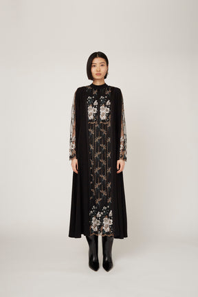 Framed flower lace dress (Black)