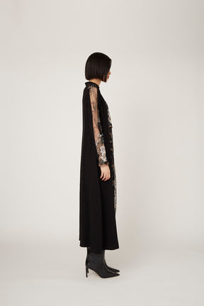 Framed flower lace dress (Black)