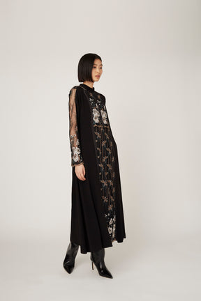 Framed flower lace dress (Black)