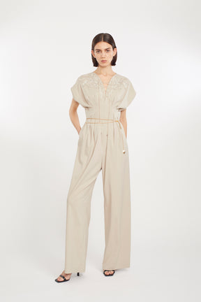Glimmer embroidered jumpsuit (Beige)