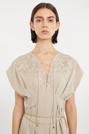 Glimmer embroidered jumpsuit (Beige)