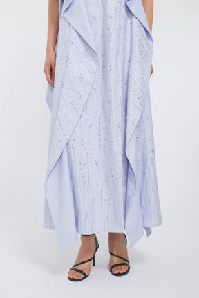 Swaying stripe embroidered dress (Blue)
