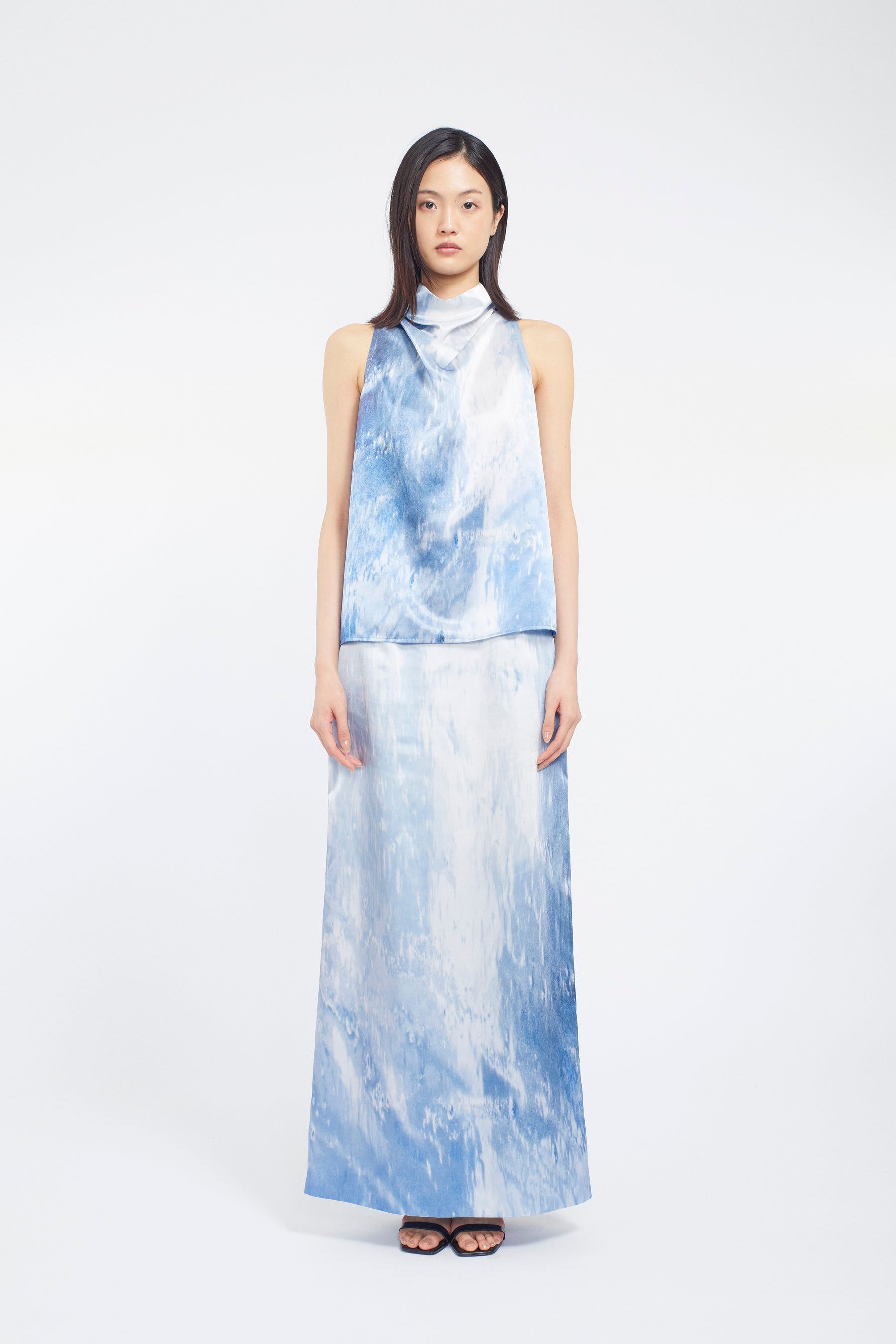 Water mirror print tops (Blue)