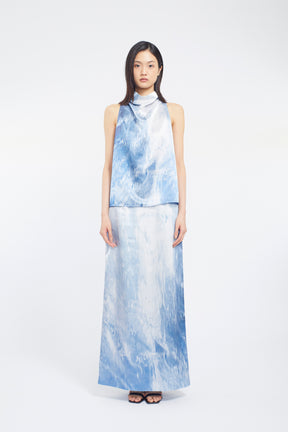 Water mirror print tops (Blue)