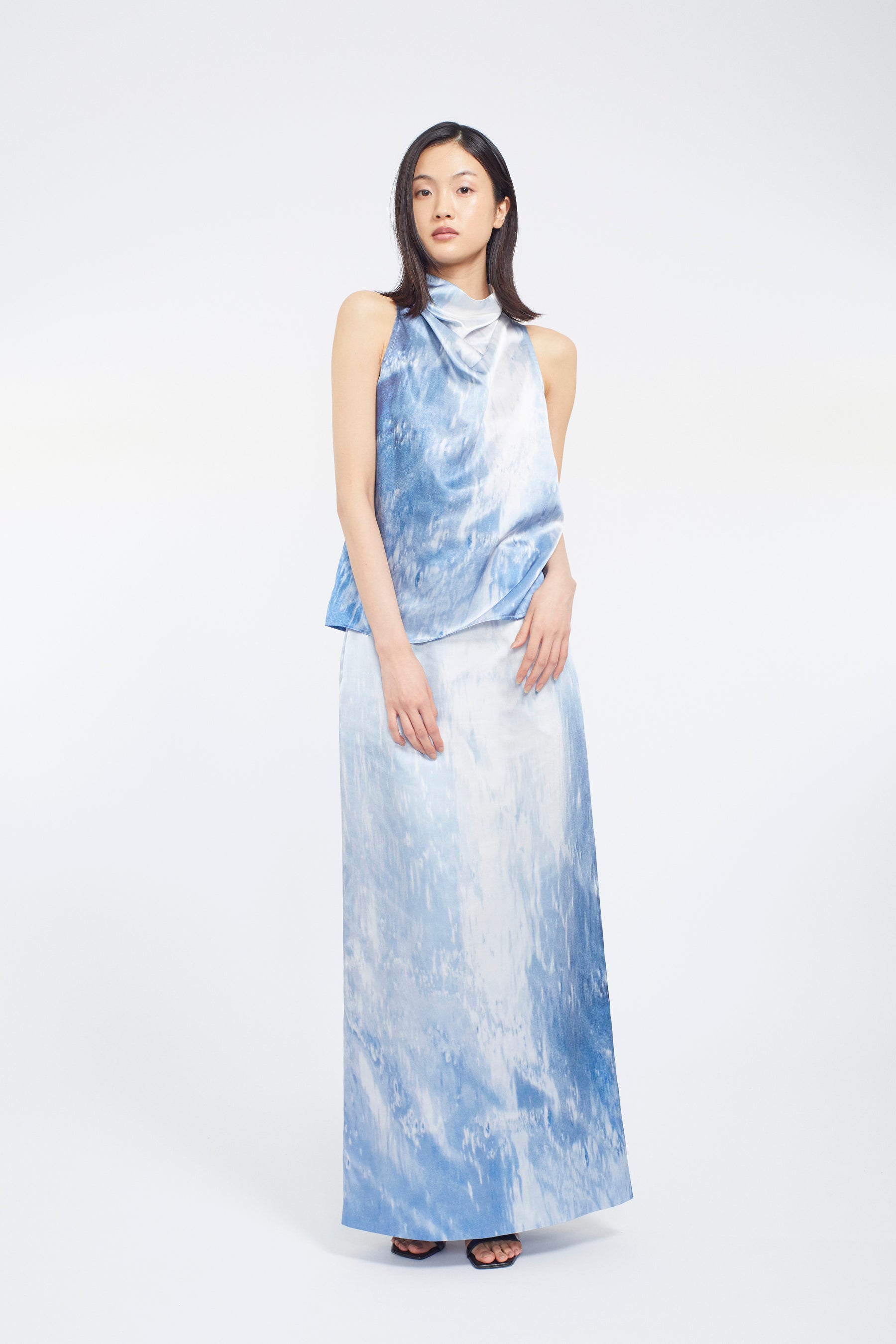 Water mirror print tops (Blue)