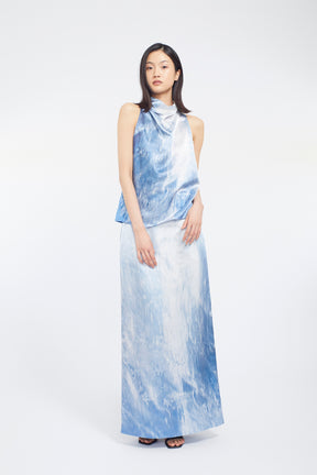 Water mirror print tops (Blue)