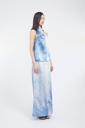 Water mirror print tops (Blue)