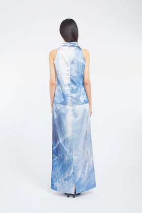 Water mirror print tops (Blue)