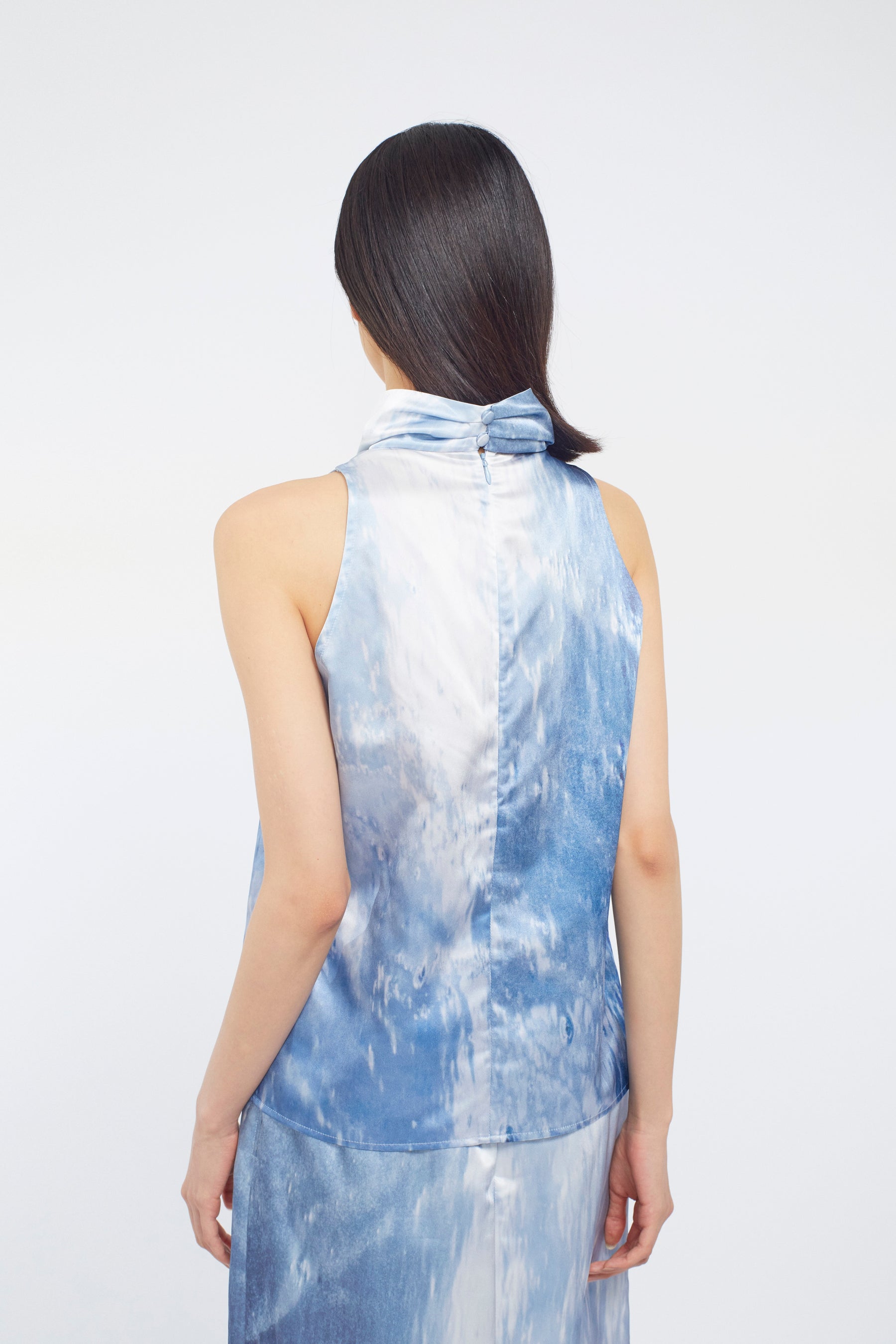 Water mirror print tops (Blue)