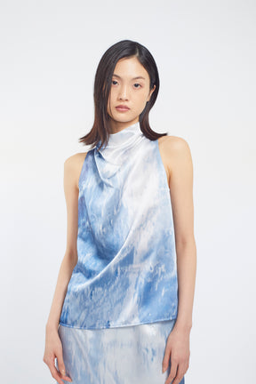 Water mirror print tops (Blue)