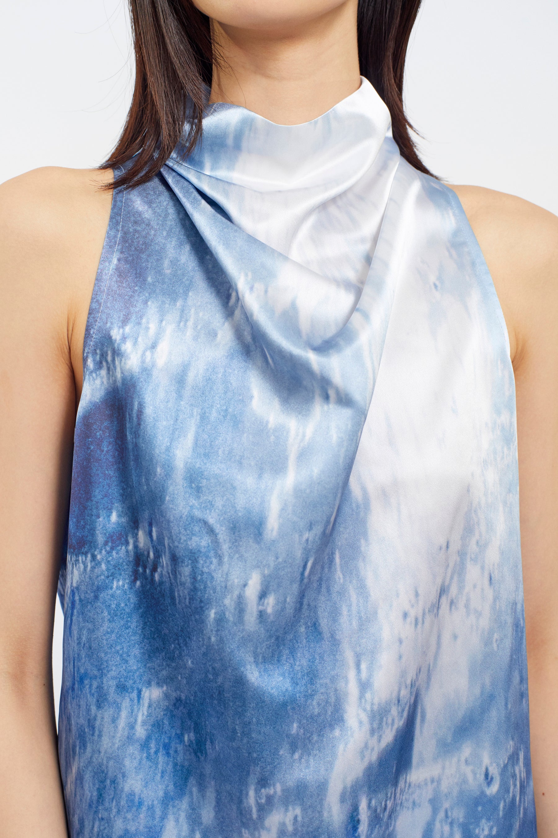 Water mirror print tops (Blue)