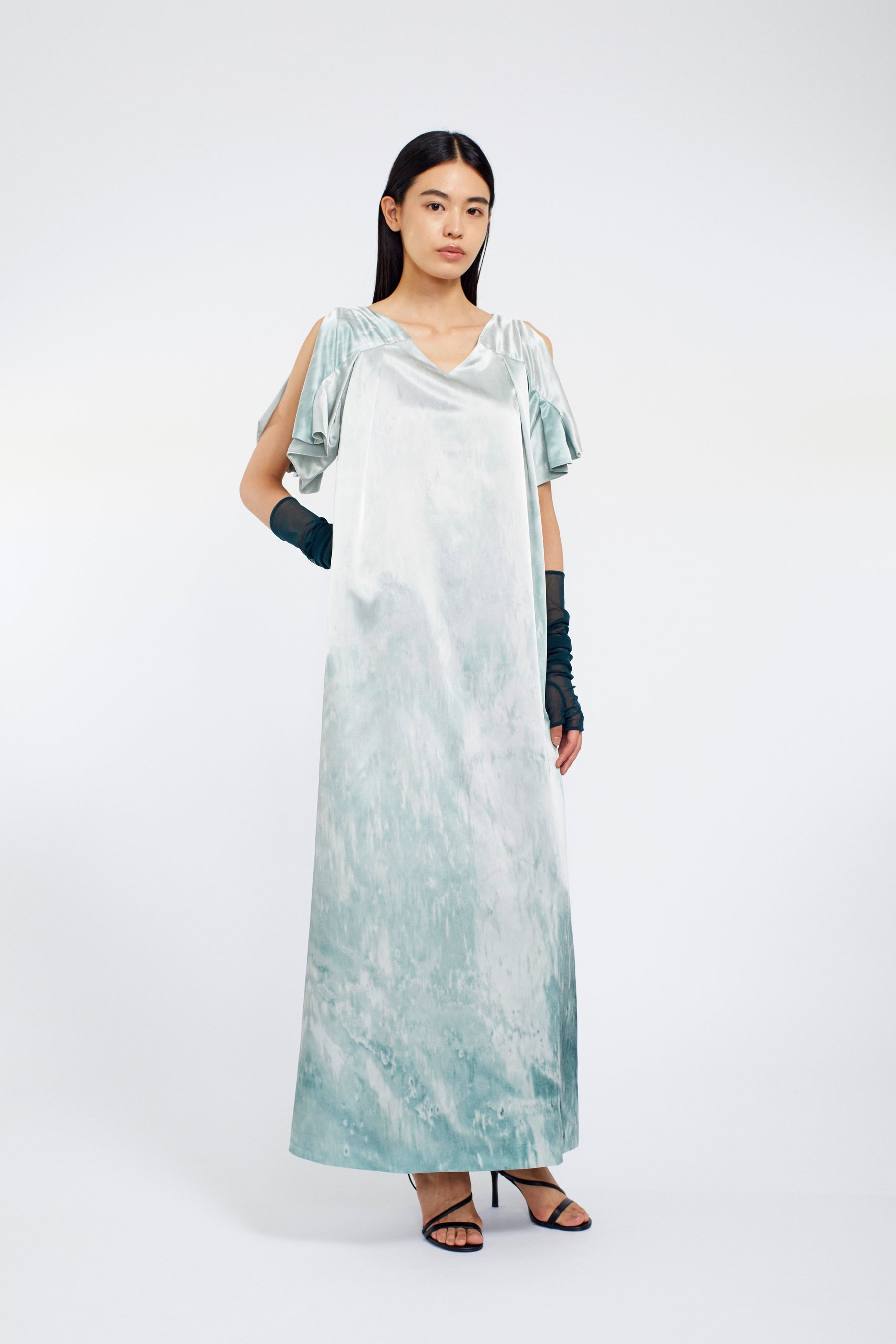 Water mirror print dress (Green)