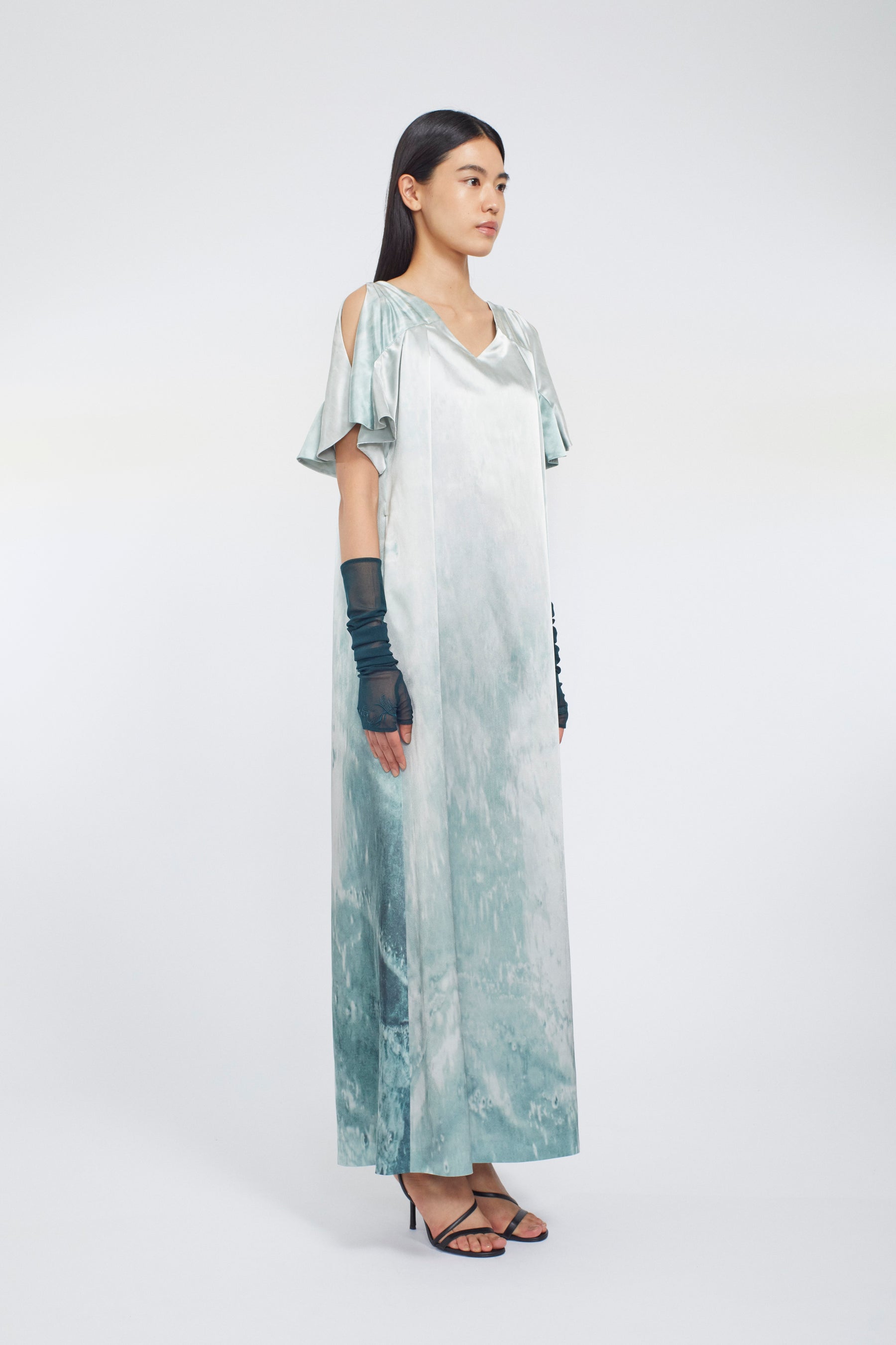Water mirror print dress (Green)