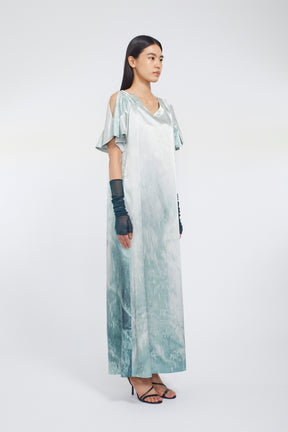 Water mirror print dress (Green)