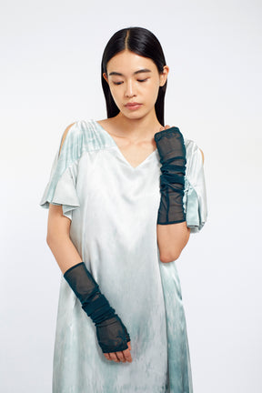 Embroidered mesh gloves (Dark green)