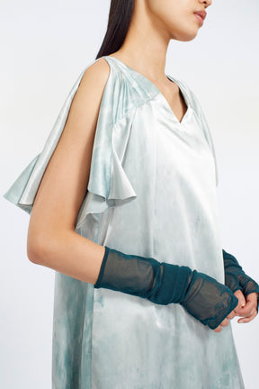 Embroidered mesh gloves (Dark green)