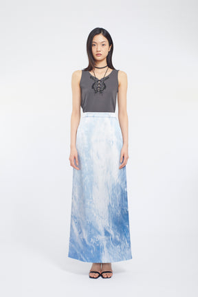Lace up embroidered tank (Gray)