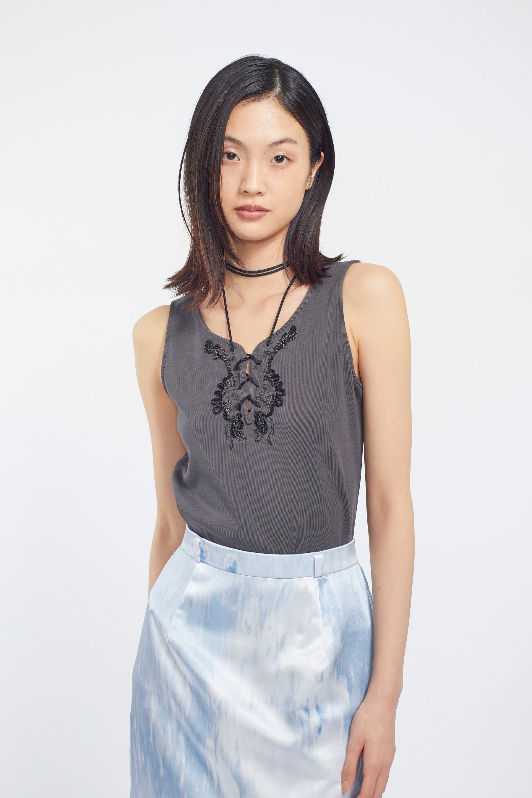 Water mirror print skirt (Blue)