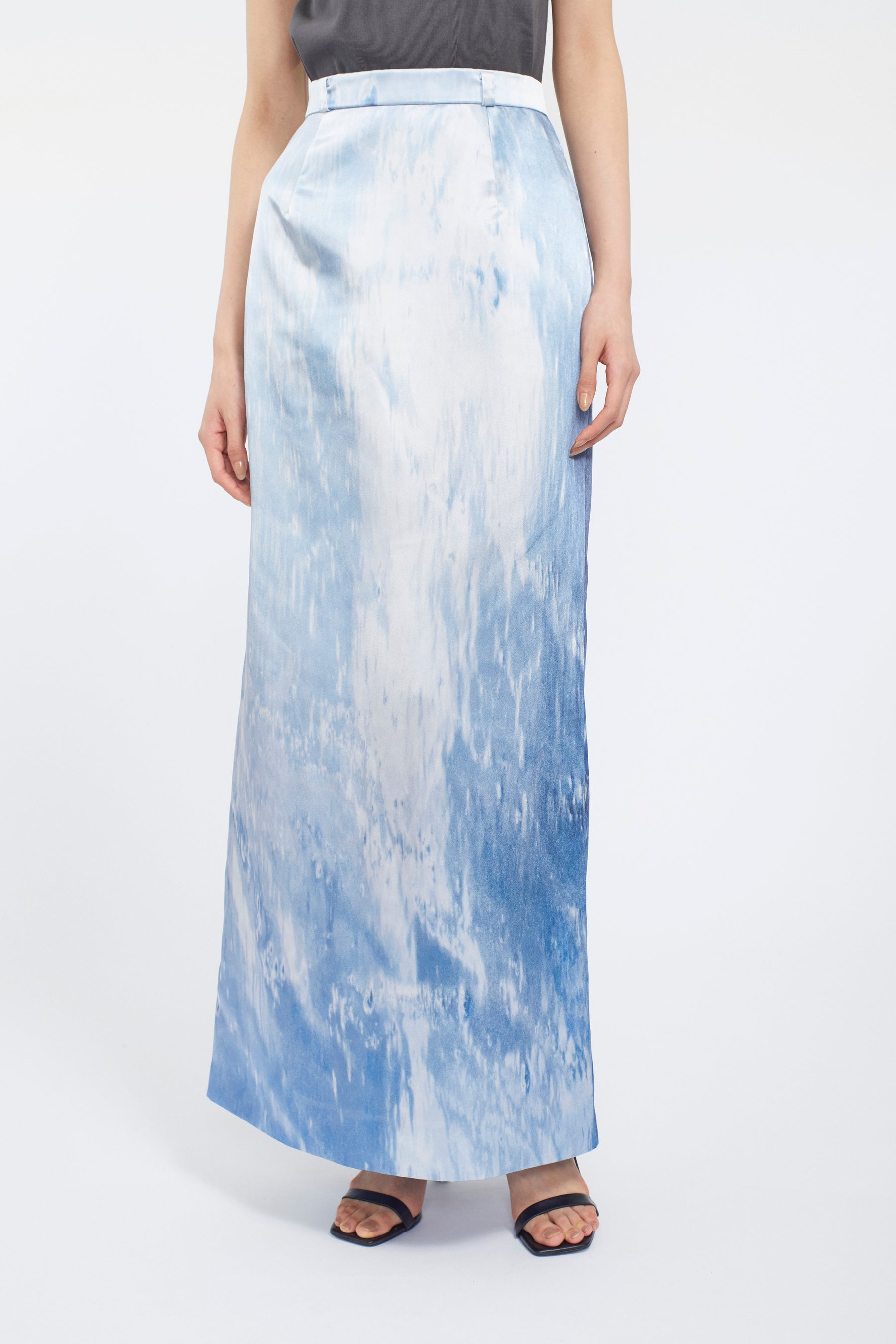 Water mirror print skirt (Blue)