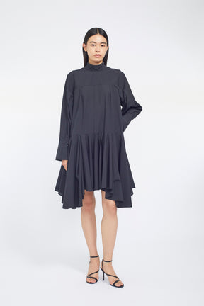 Spray flare shirt dress (Black)