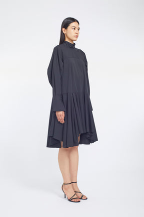 Spray flare shirt dress (Black)