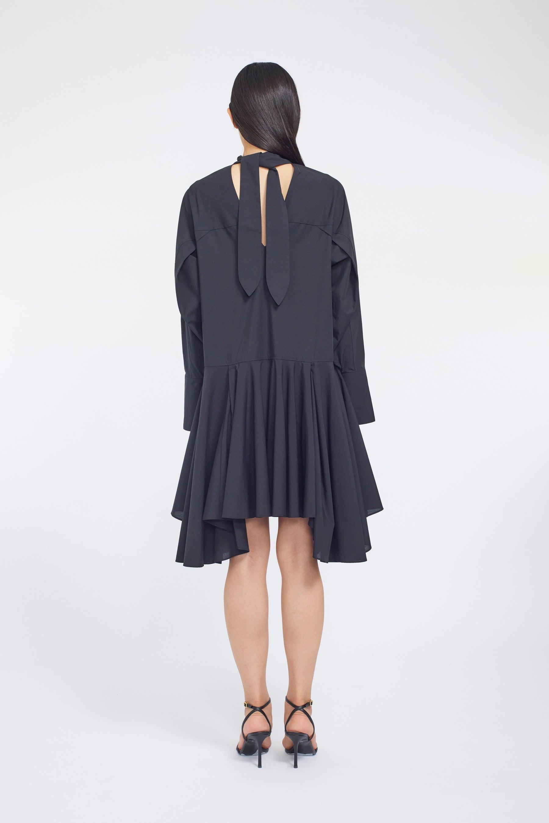 Spray flare shirt dress (Black)