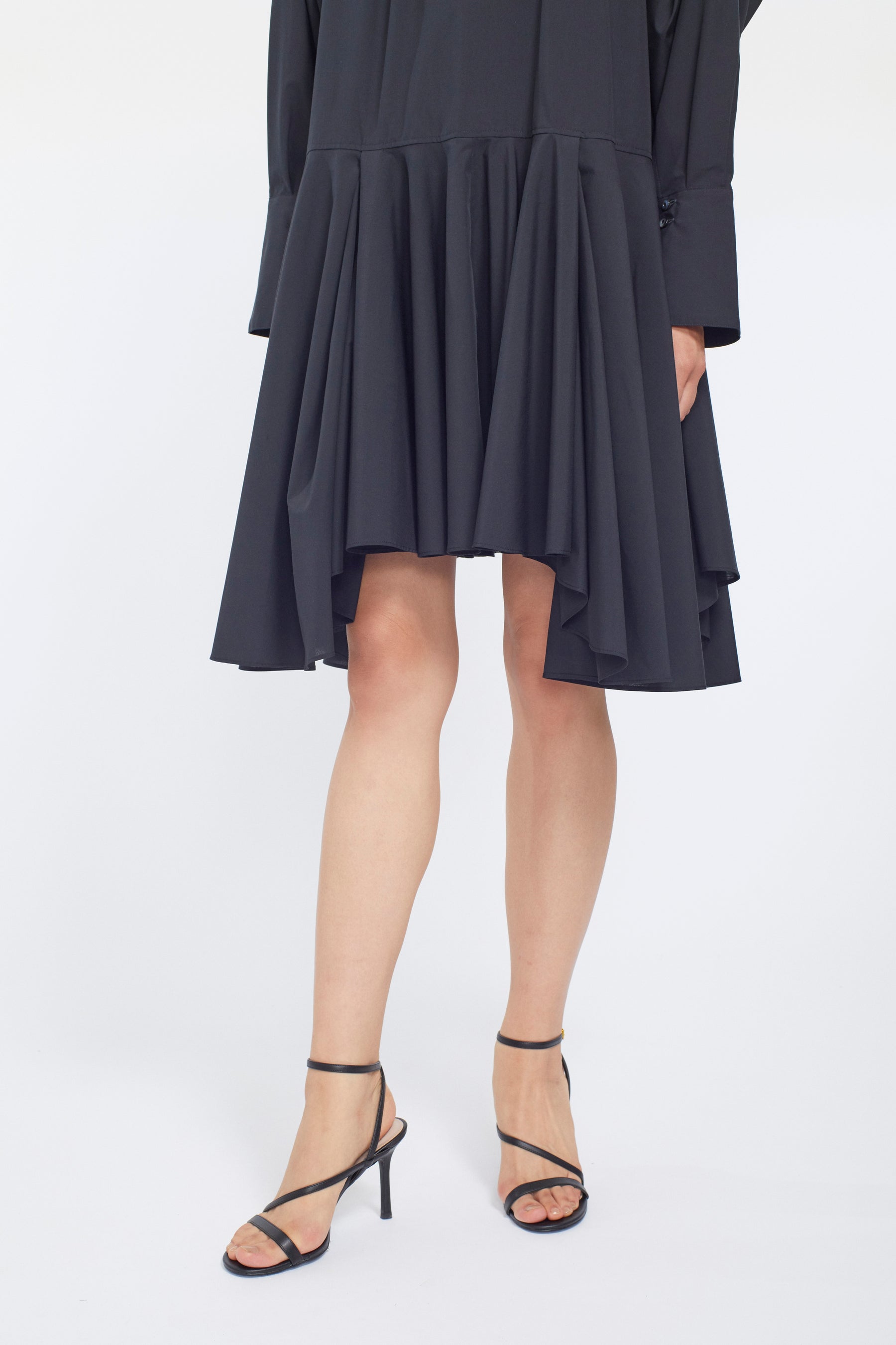 Spray flare shirt dress (Black)