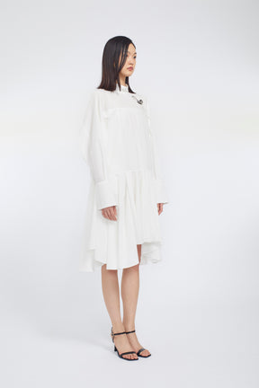 Spray flare shirt dress (White)