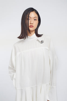 Spray flare shirt dress (White)