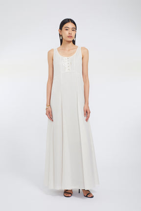 Loop embroidered mesh dress (Ivory)