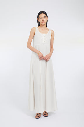Loop embroidered mesh dress (Ivory)