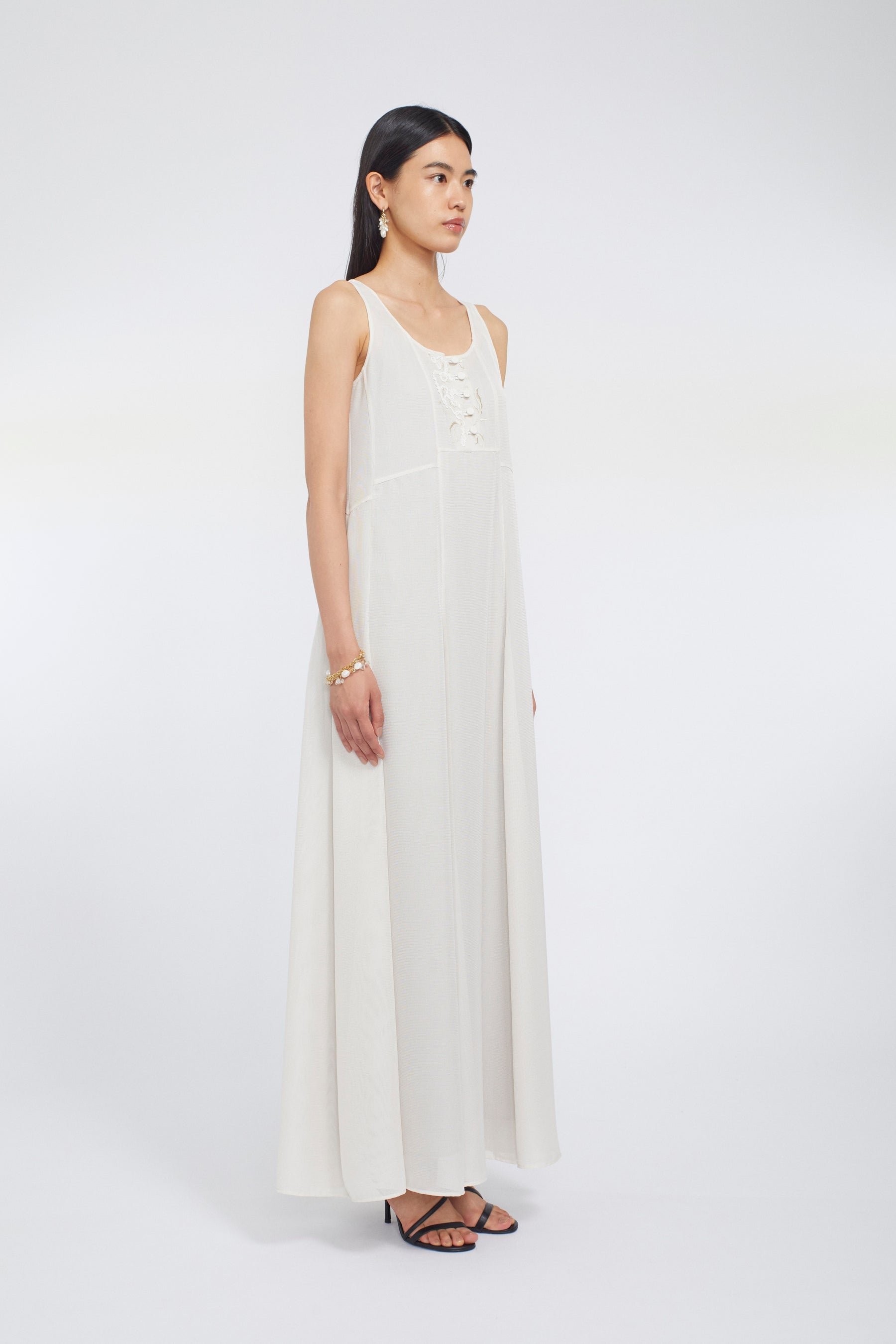 Loop embroidered mesh dress (Ivory)