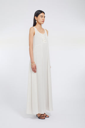 Loop embroidered mesh dress (Ivory)