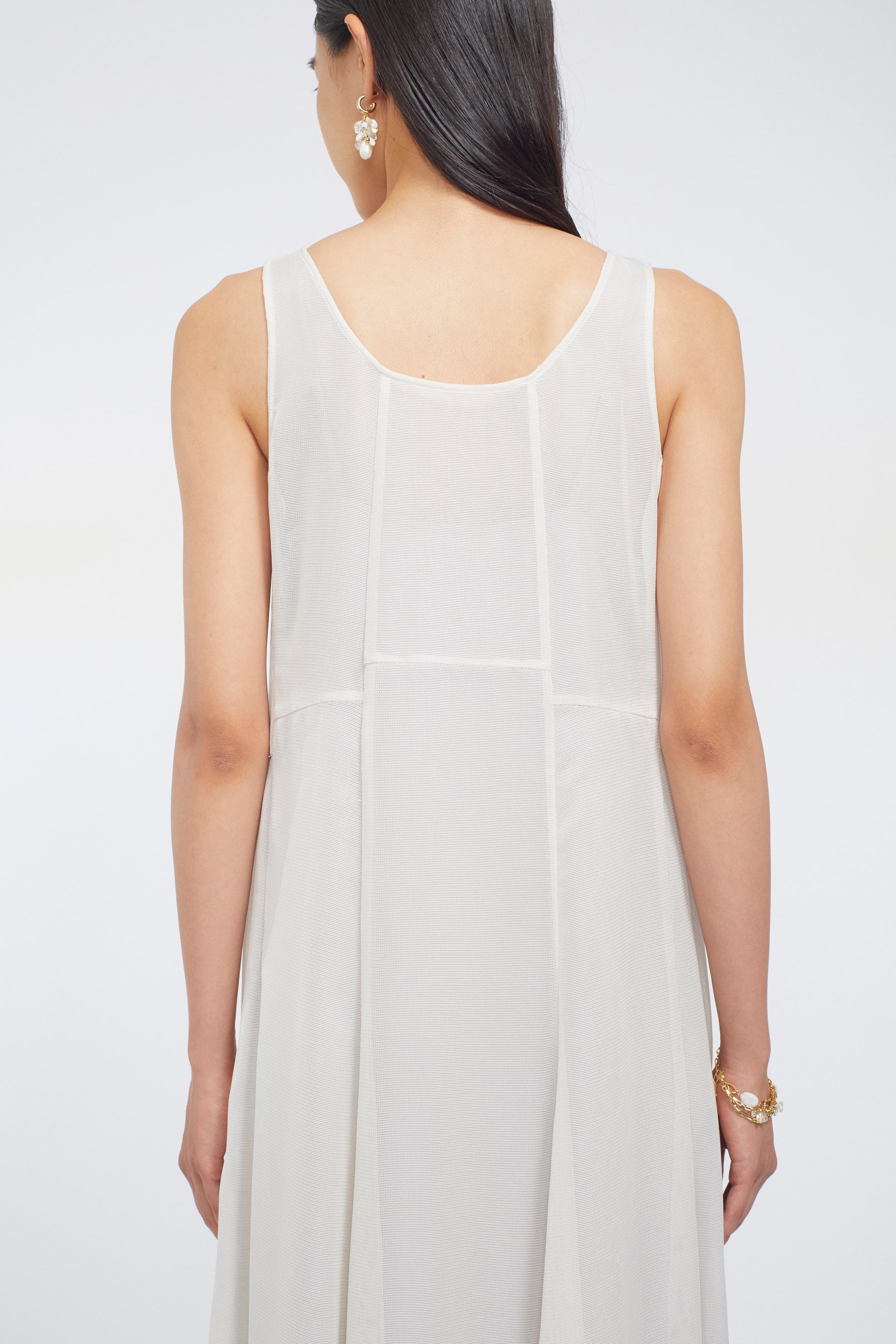 Loop embroidered mesh dress (Ivory)