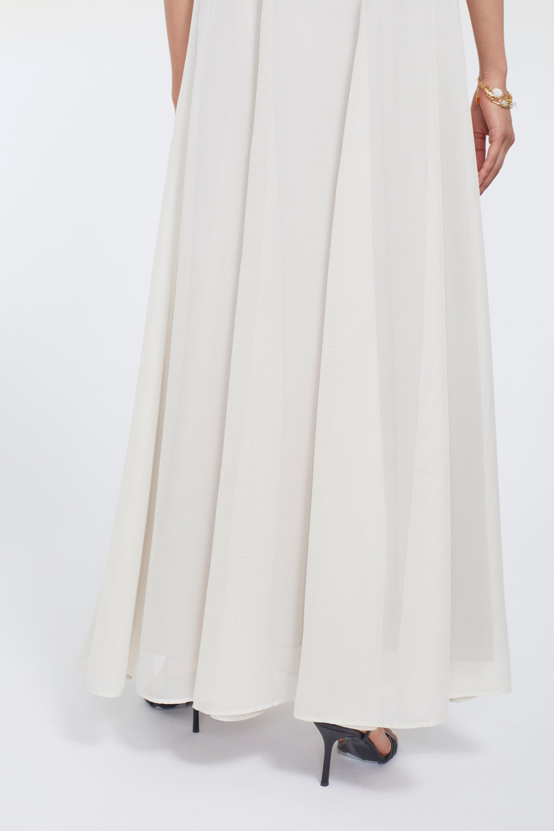 Loop embroidered mesh dress (Ivory)