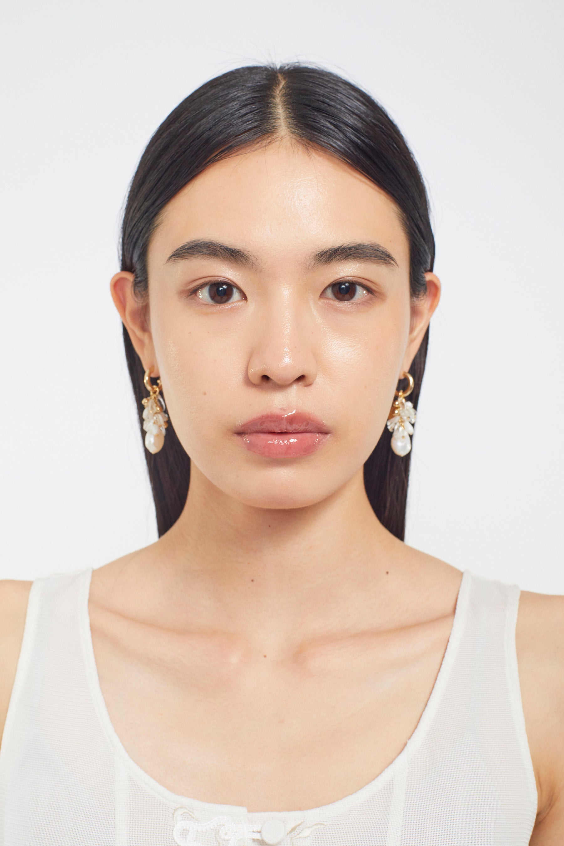 Droplet flower pierced earring (Gold)