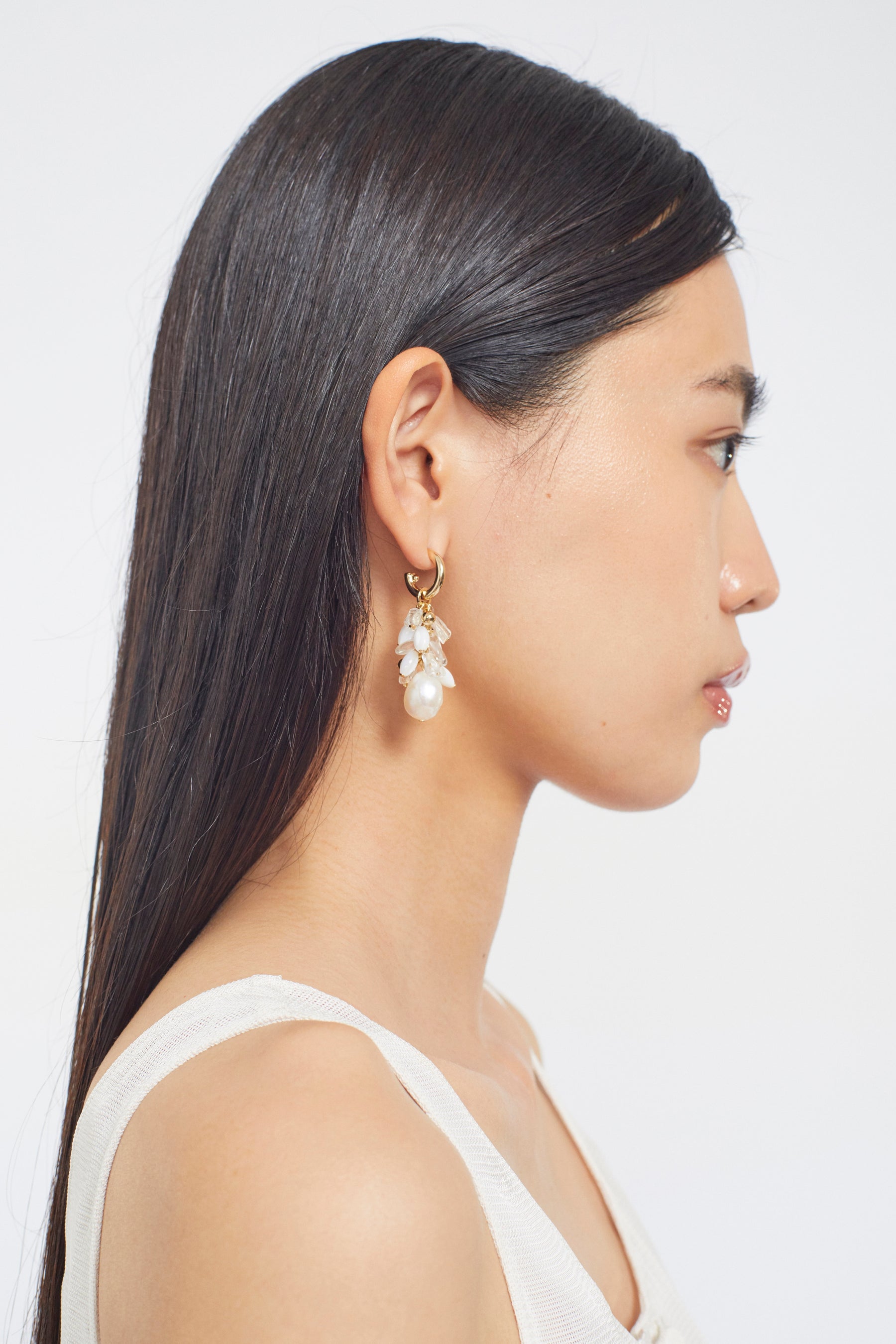 Droplet flower pierced earring (Gold)