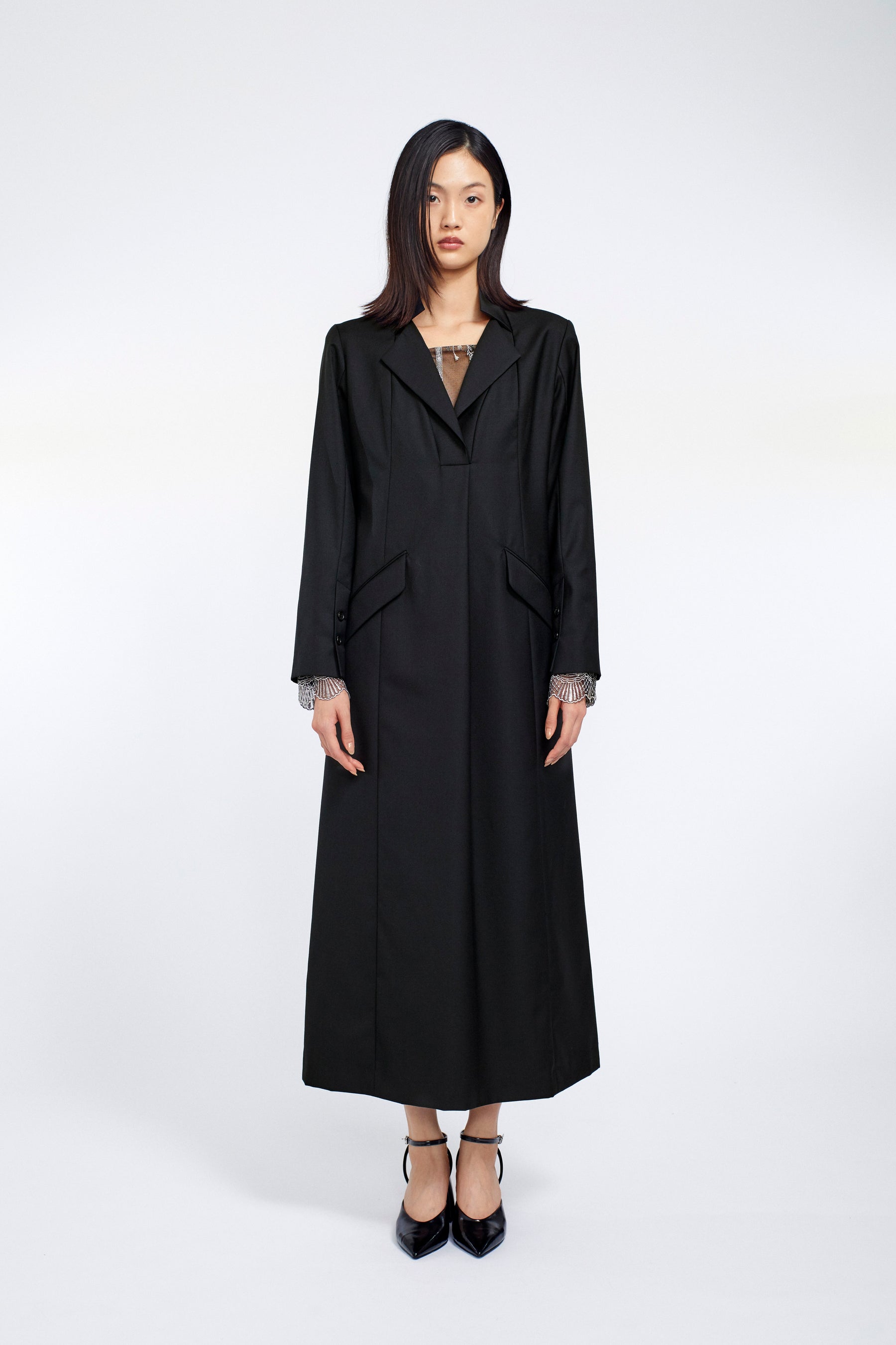 Classic lace jacket dress (Black)