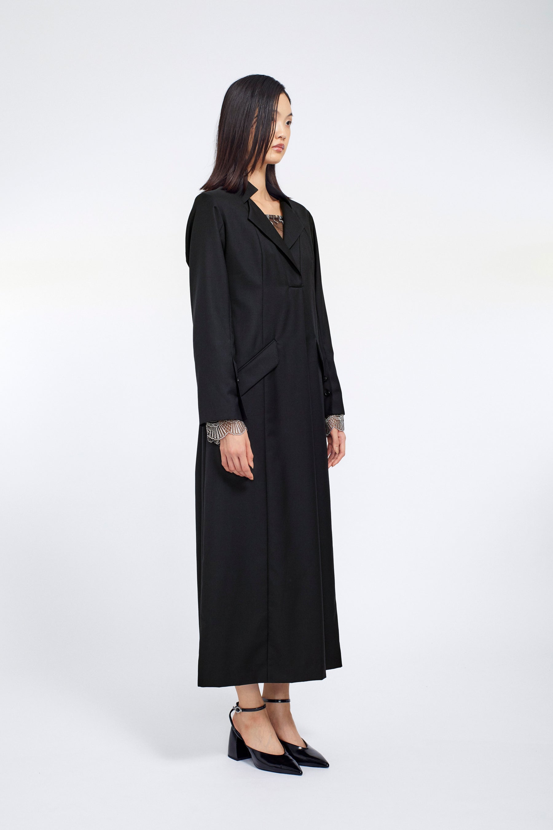 Classic lace jacket dress (Black)